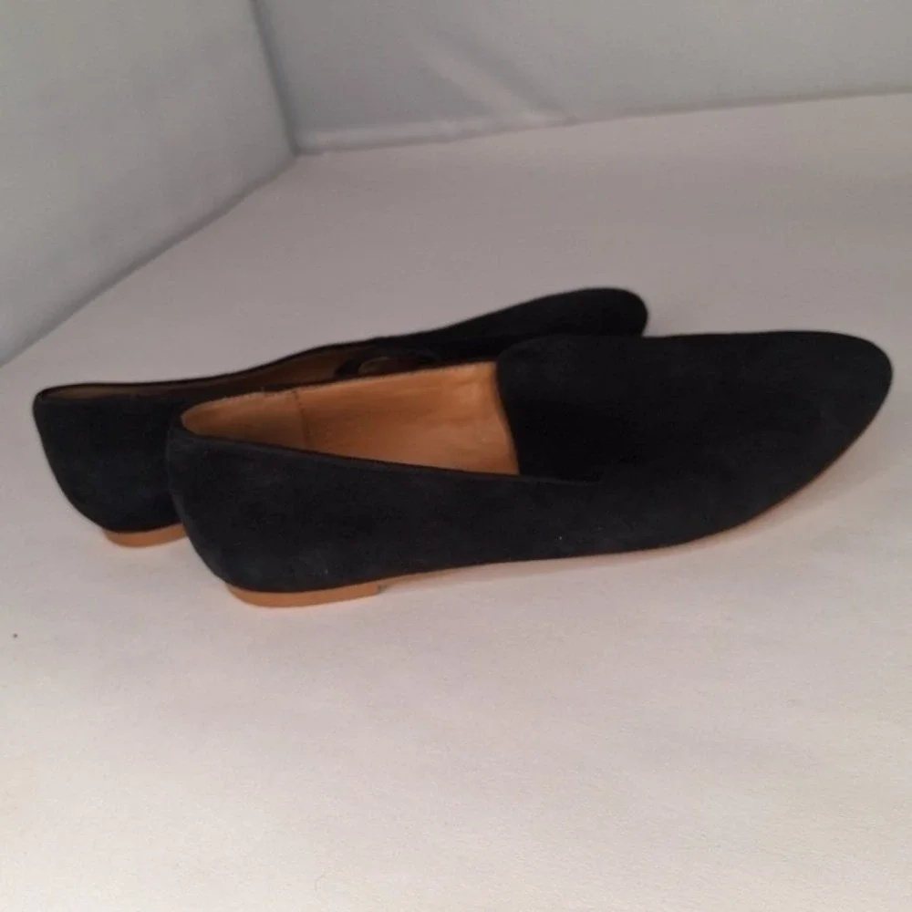 J Crew Black Suede Pointed‎ Toe Flat Loafer Shoes Women's